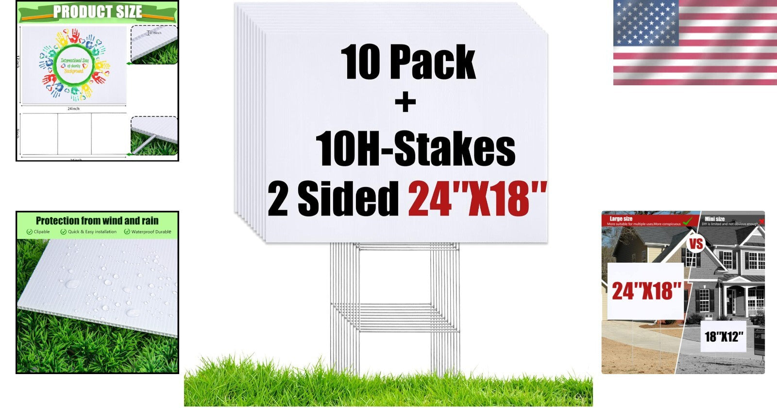 DIY Customizable Blank Yard Signs Kit with Metal Stakes - Weatherproof 10-Pack