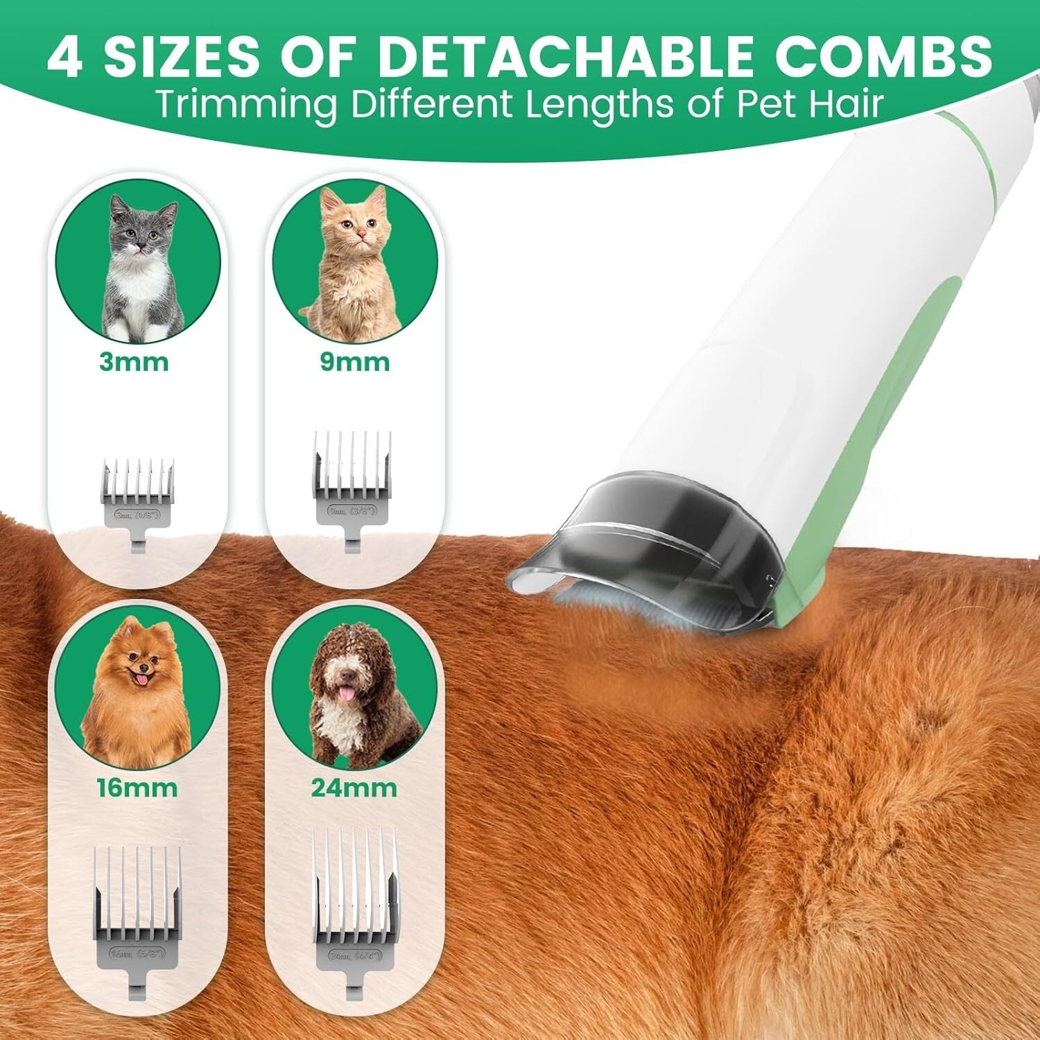11000Pa Dog Grooming Vacuum with 7 Tools - Ergonomic Design & Low Noise Grooming