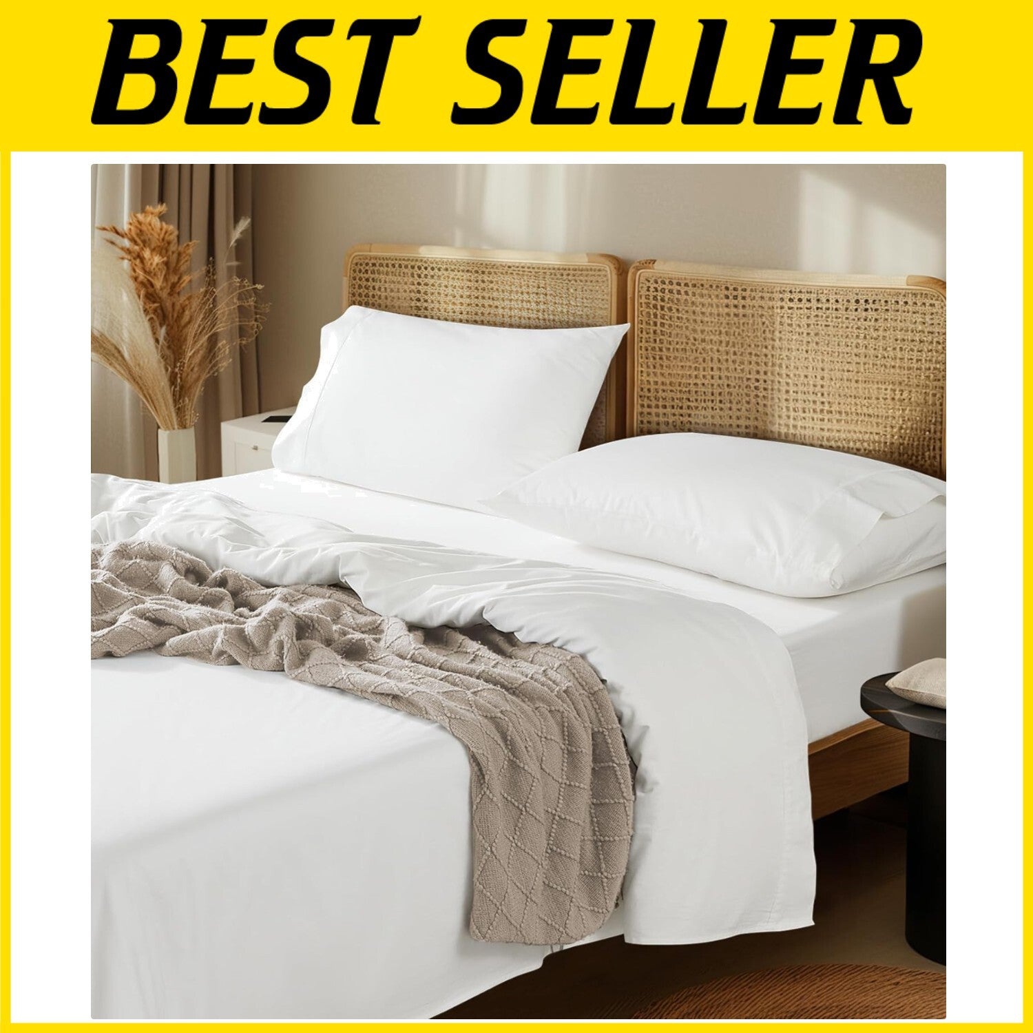 Breathable Queen Bed Sheet Set in 100% Egyptian Cotton - Elegant White Design