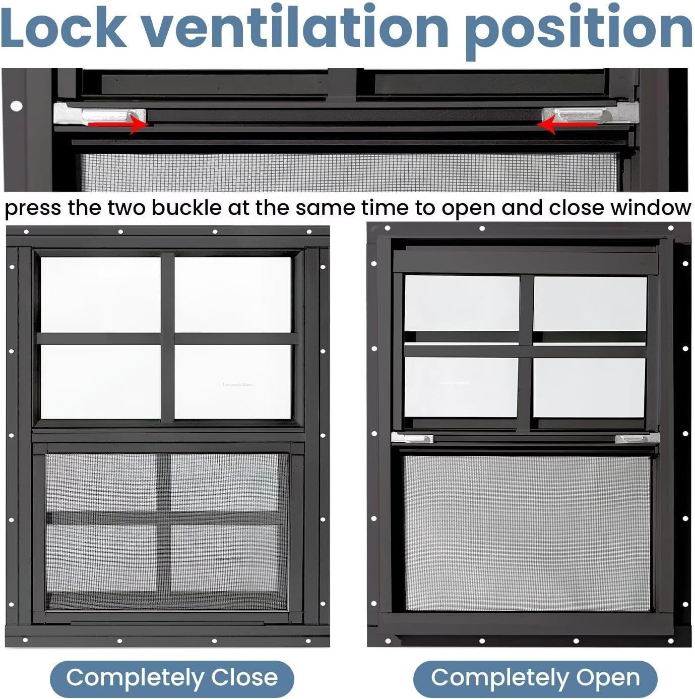 2 Pack 12" x 18" Sliding Shed Windows with Tempered Glass & Screens, Black