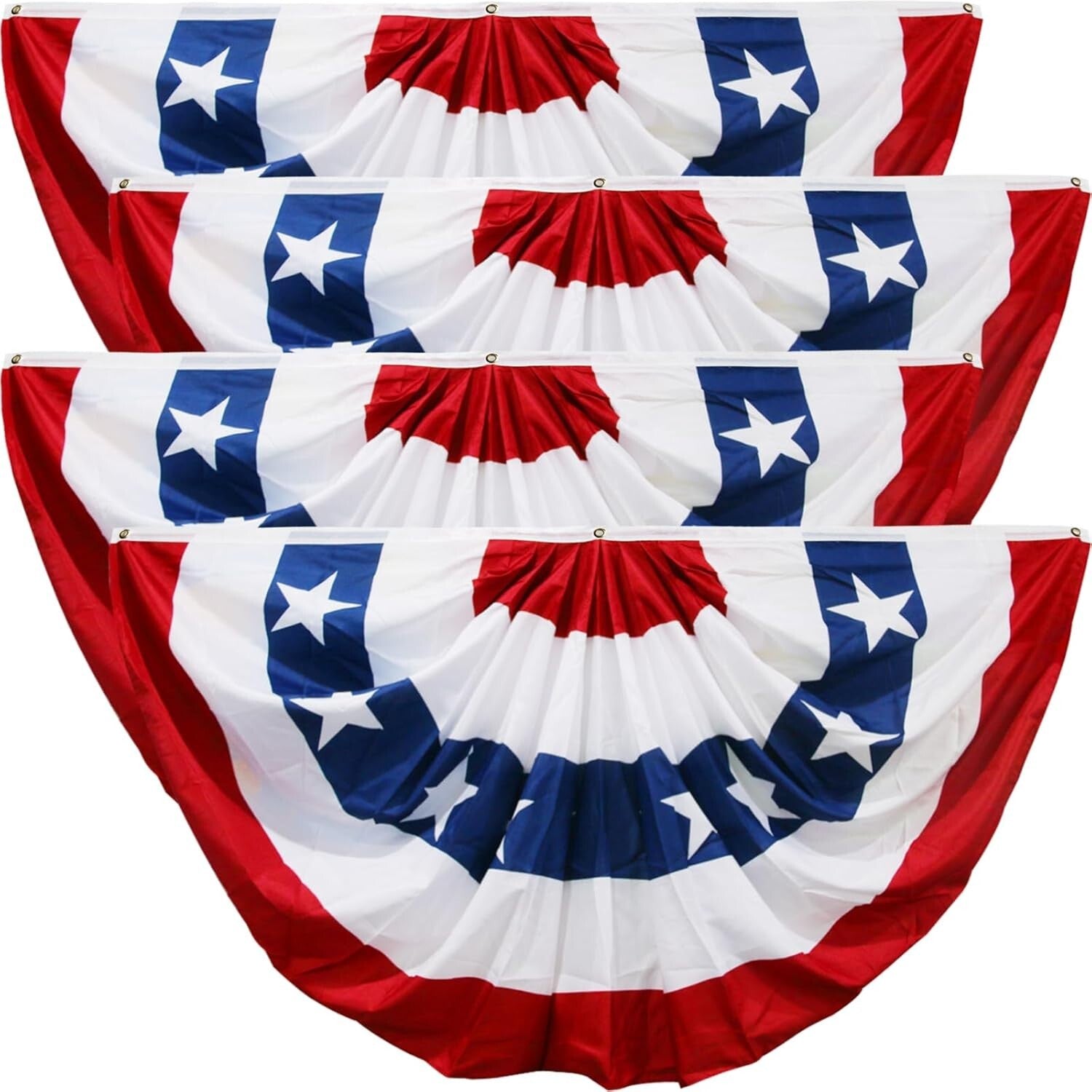 4 Pack American Flag Bunting 3x6 - Perfect for Fourth of July Outdoor Decor
