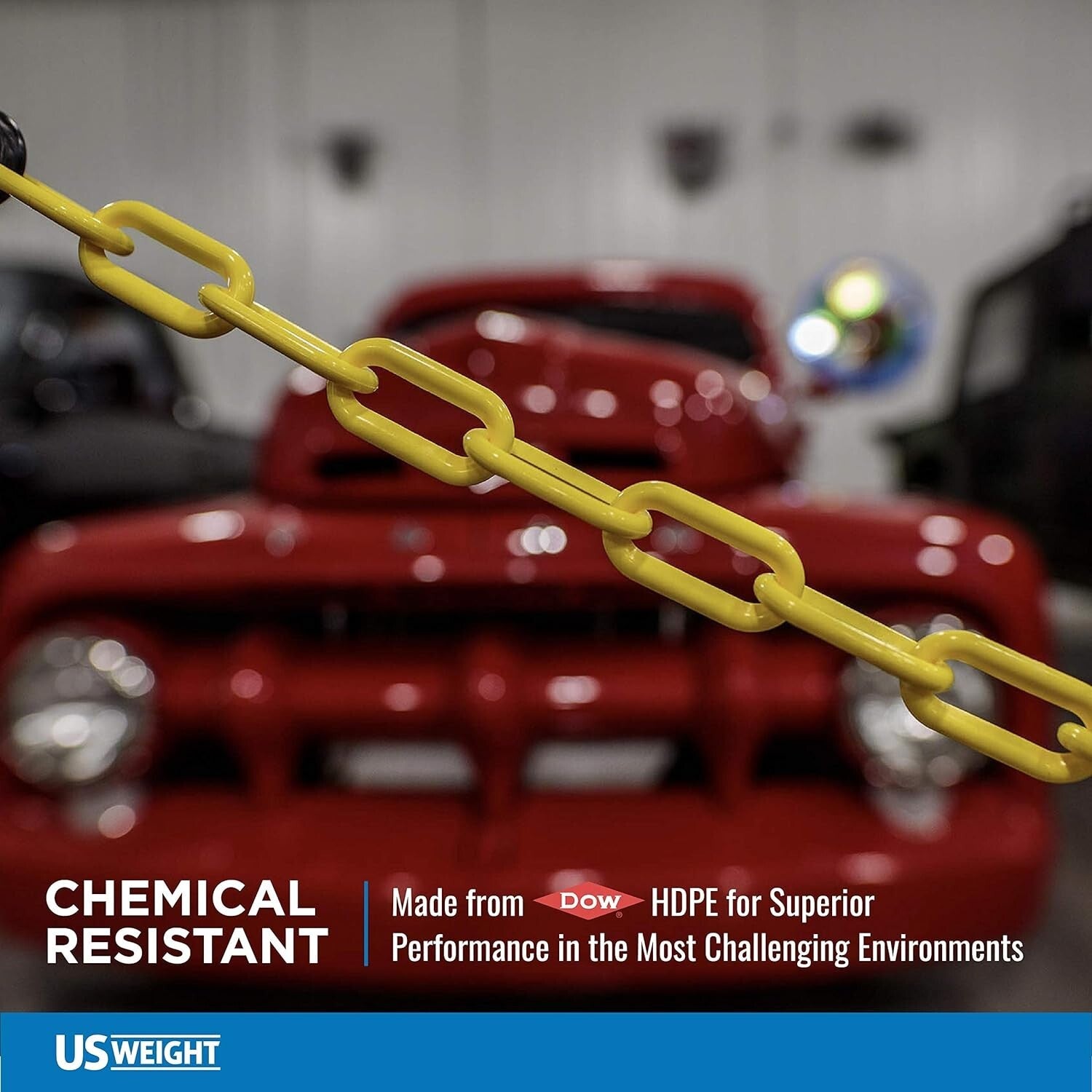 Heavy-Duty 2" Yellow Safety Chain - 100' with SunShield UV Protection Technology