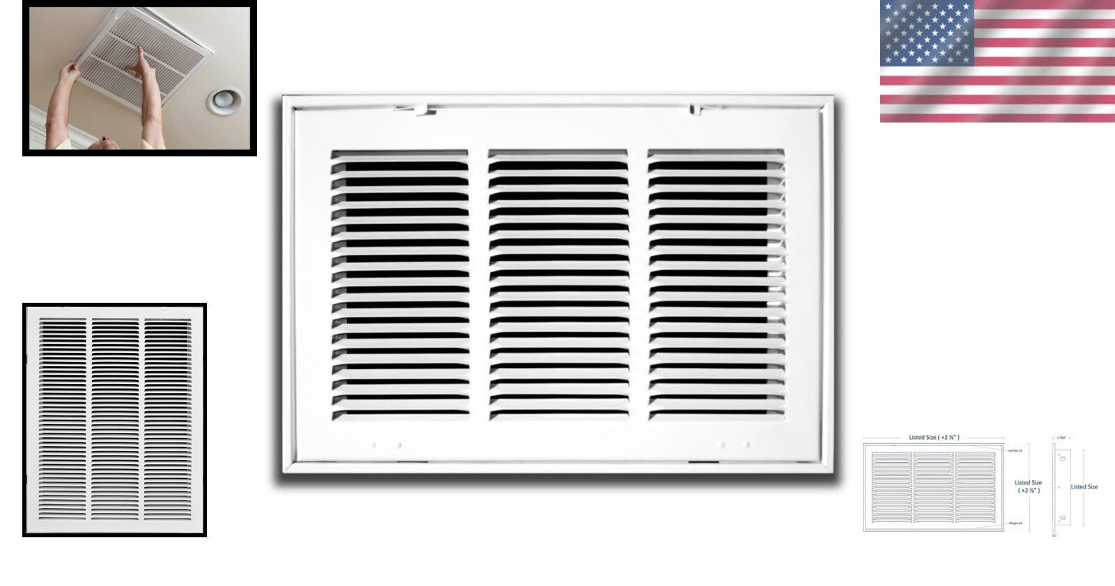 Durable 36" X 24" Alloy Steel HVAC Air Filter Grille with Powder-Coat Finish