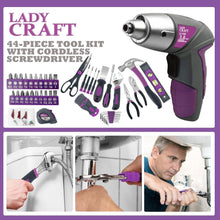 Load image into Gallery viewer, Elegant Pink 44-Piece Tool Set with Powerful Cordless Screwdriver - Gift-Ready