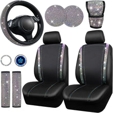 Load image into Gallery viewer, Universal Fit 12-Pc Bling Seat Covers &amp; Steering Wheel Set - Gift-Worthy Designs