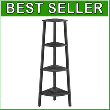 Load image into Gallery viewer, Industrial 4-Tier Corner Shelf Stand - Charcoal Gray &amp; Black - Easy Assembly