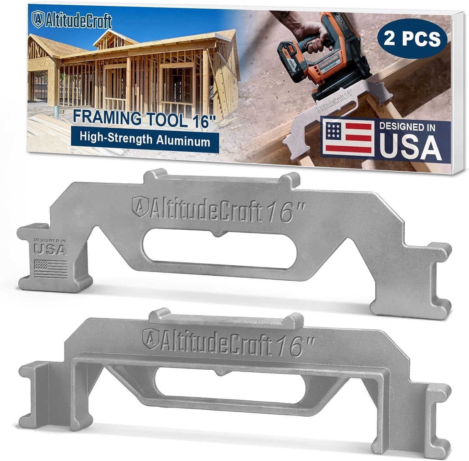 16-Inch Precision Framing Jig - 2-Piece Stud Layout Tool for Quick Measurements
