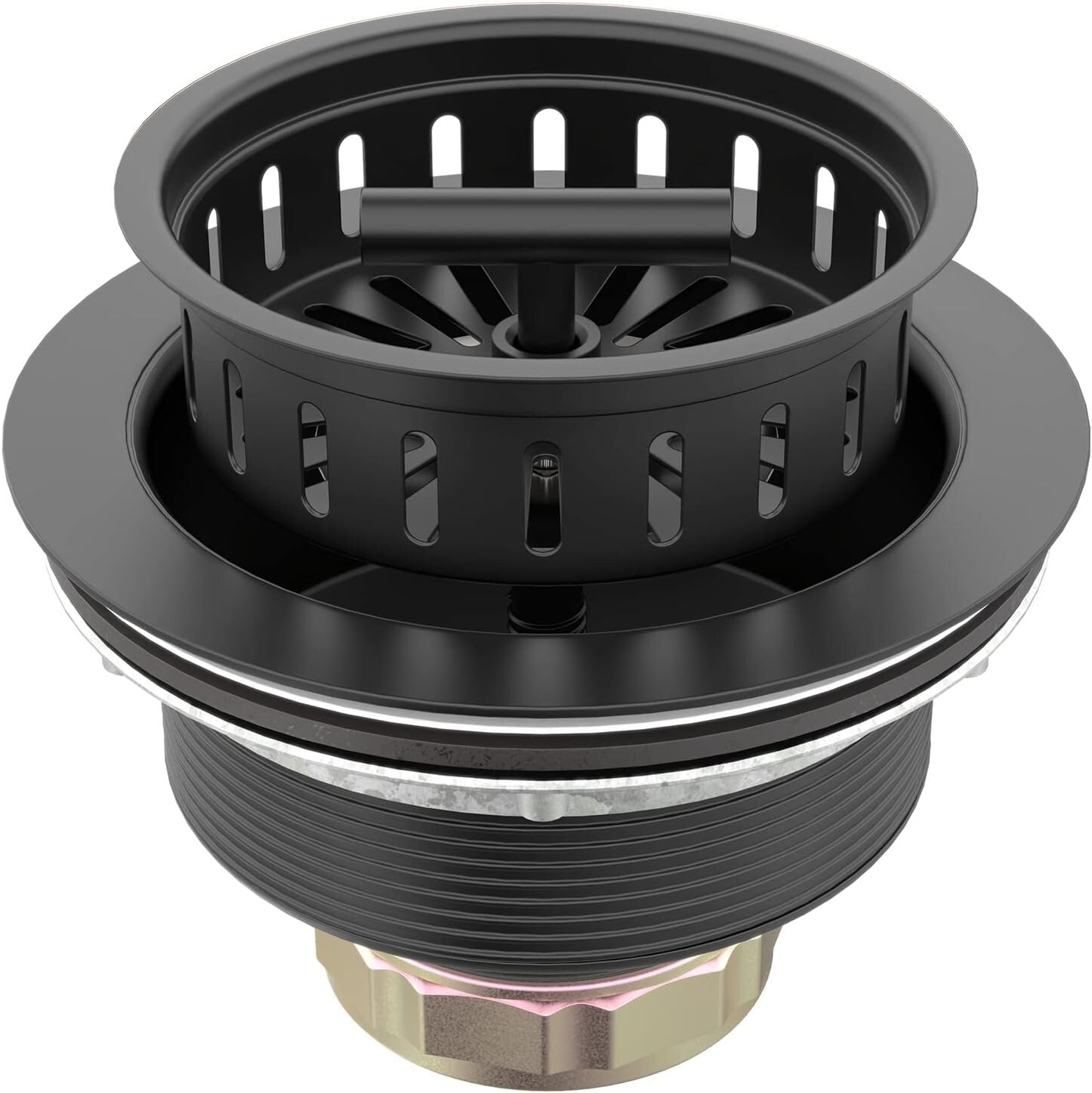 Easy Install Black Sink Drain Kit - 3 1/2" Stainless Steel with Removable Basket