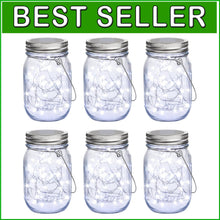 Load image into Gallery viewer, 30 LED Solar Mason Jar Lights - Waterproof Hanging Lanterns for Outdoor Decor