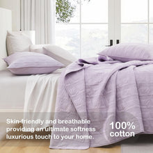Load image into Gallery viewer, Luxurious 100% Cotton King Size Quilt Set in Lavender - 3-Piece Geometric Design