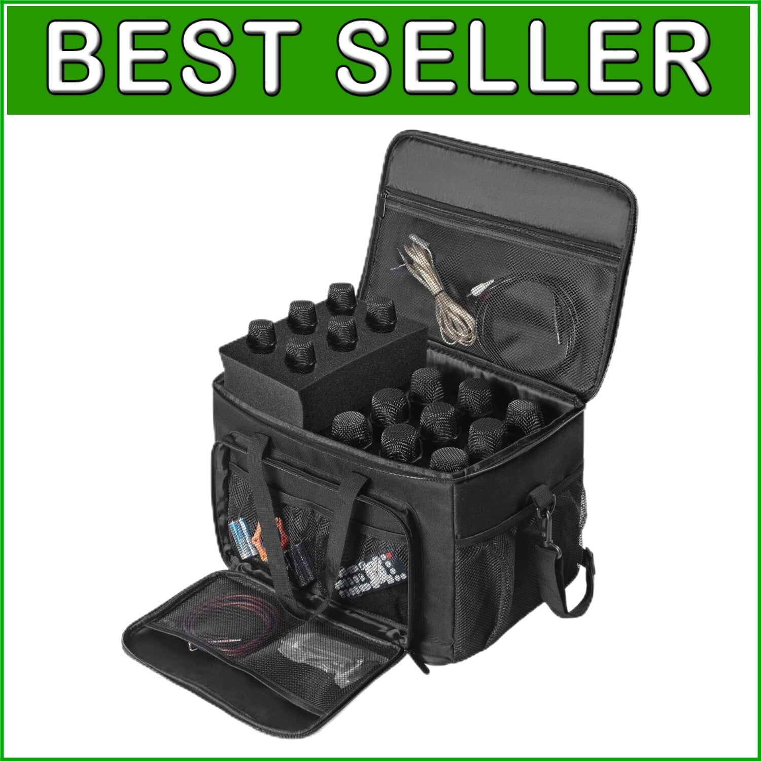 Durable 15-Slot Microphone Case for Wireless Mics – Oxford and Foam Design