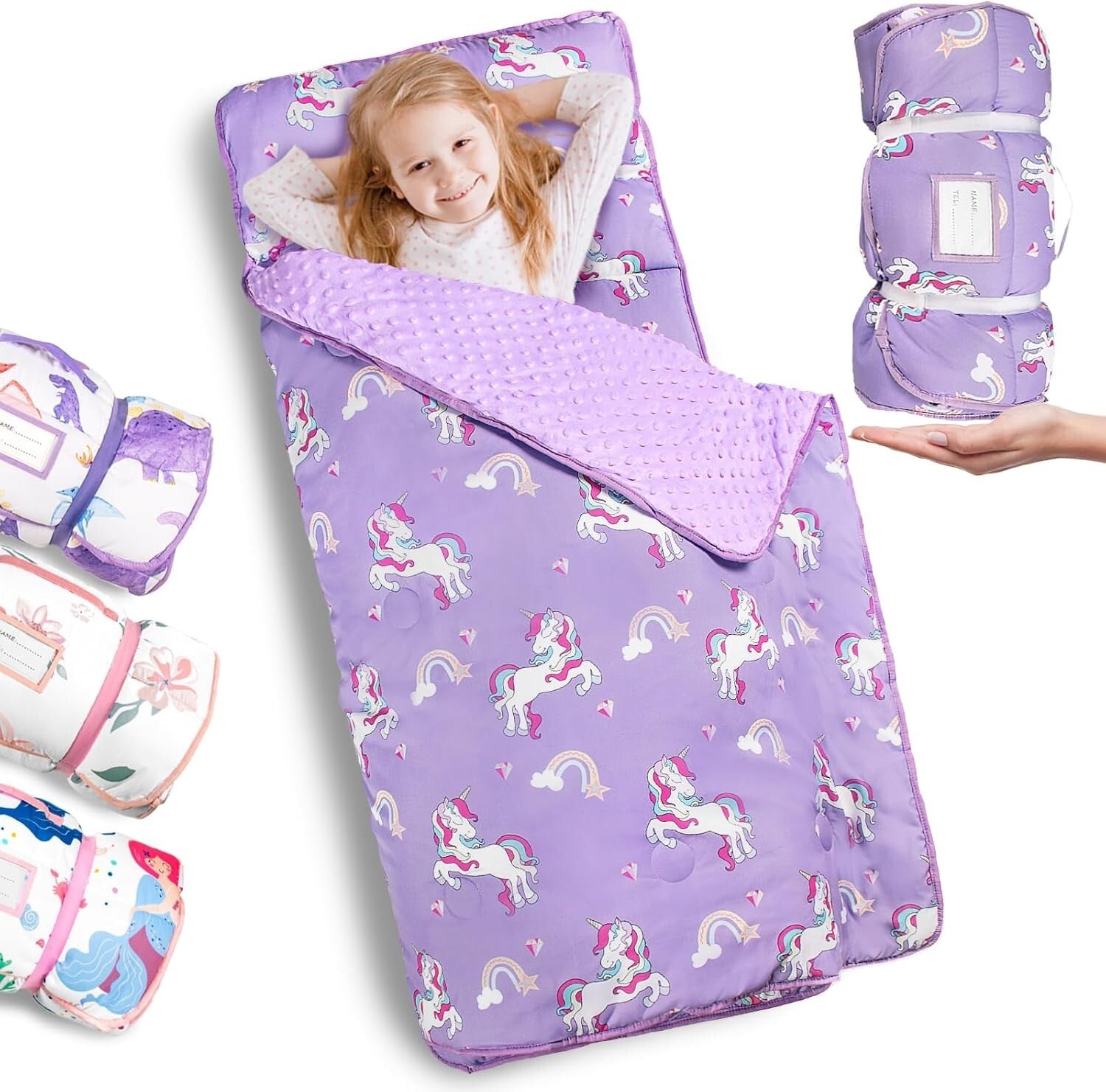 All-in-One Unicorn Sleeping Bag for Kids – Large Nap Mat with Pillow and Blanket