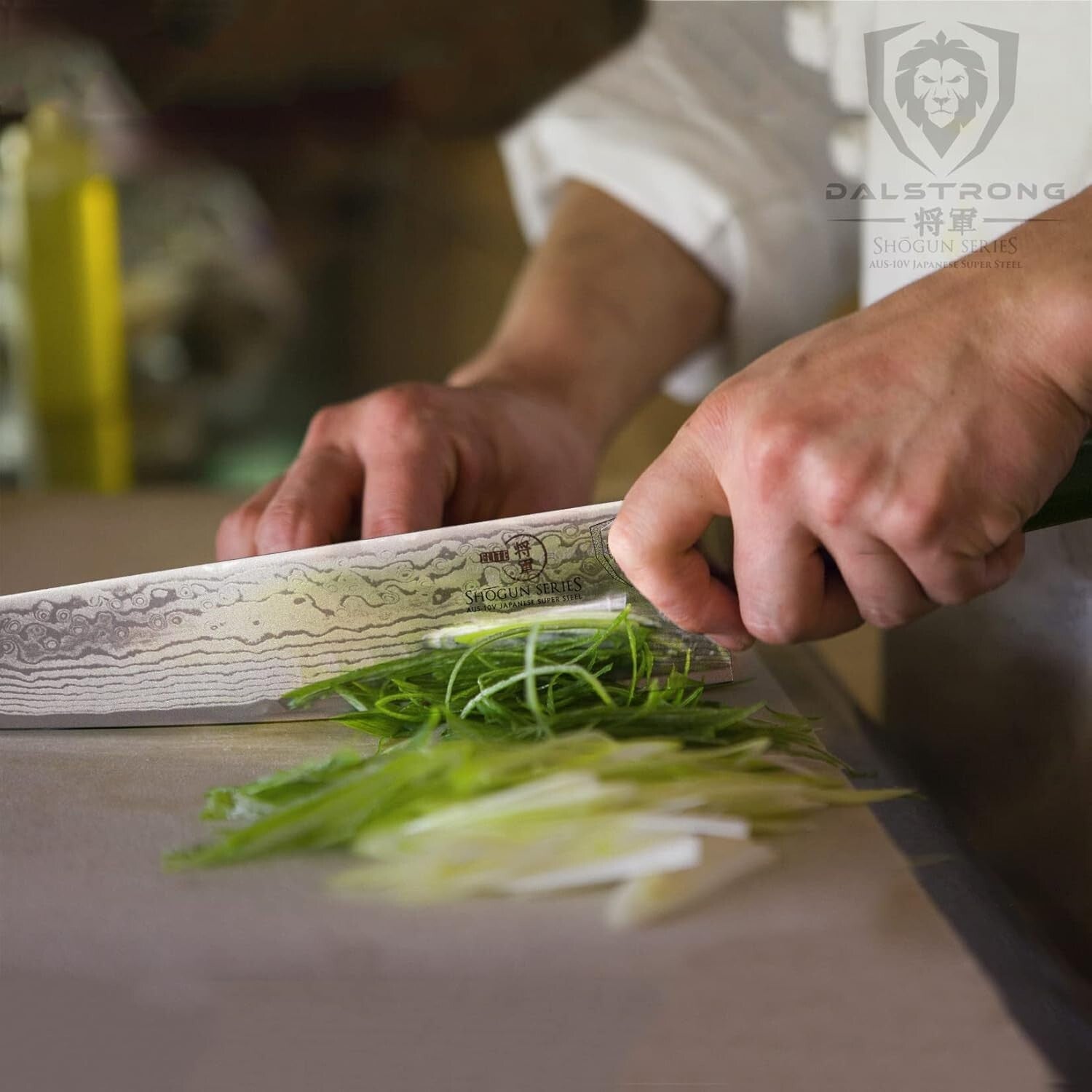 Damascus 9.5" Chef Knife - Lightweight AUS-10V Steel with Elegant Black Handle