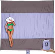 Load image into Gallery viewer, Oversized Waterproof Beach Mat with 6 Stakes and Corner Pockets for Stability