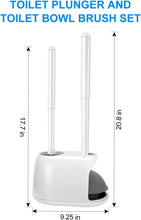Load image into Gallery viewer, White Toilet Cleaning Set: 3-Piece Brush &amp; Plunger with Convenient Caddy