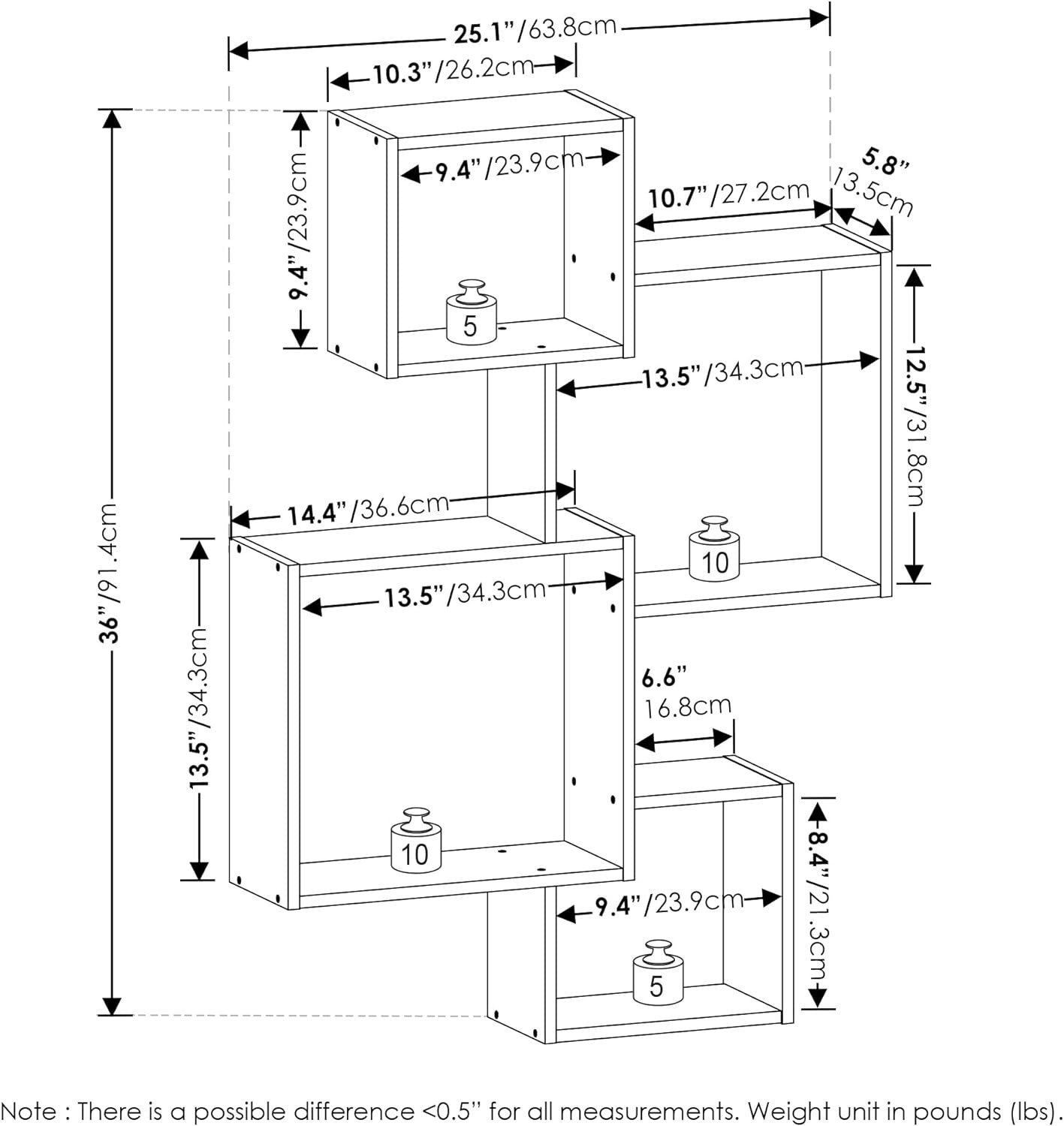 Durable Wall Mounted Espresso Floating Shelves - Set of 4 for Home Organization