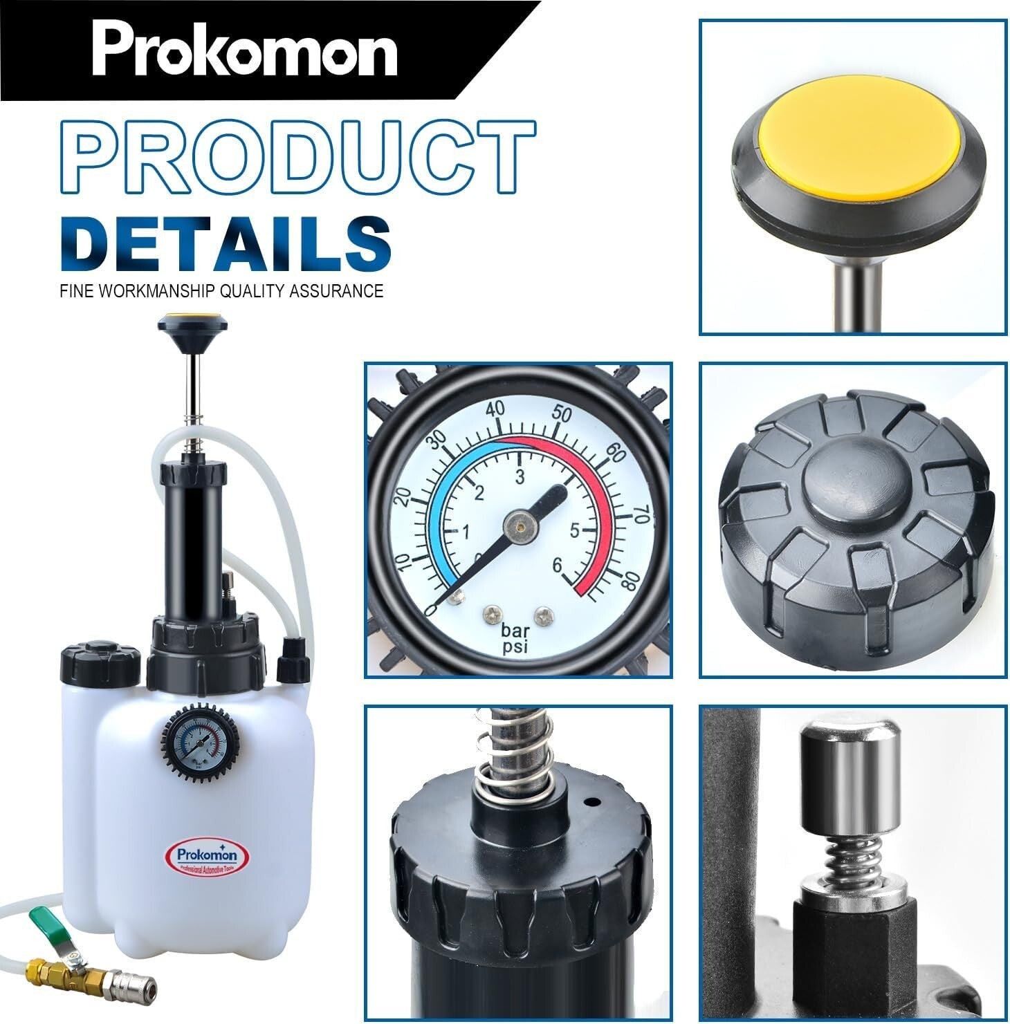 3L Transmission Fluid Pump with Pressure Gauge & 8 Adapters for Easy Filling