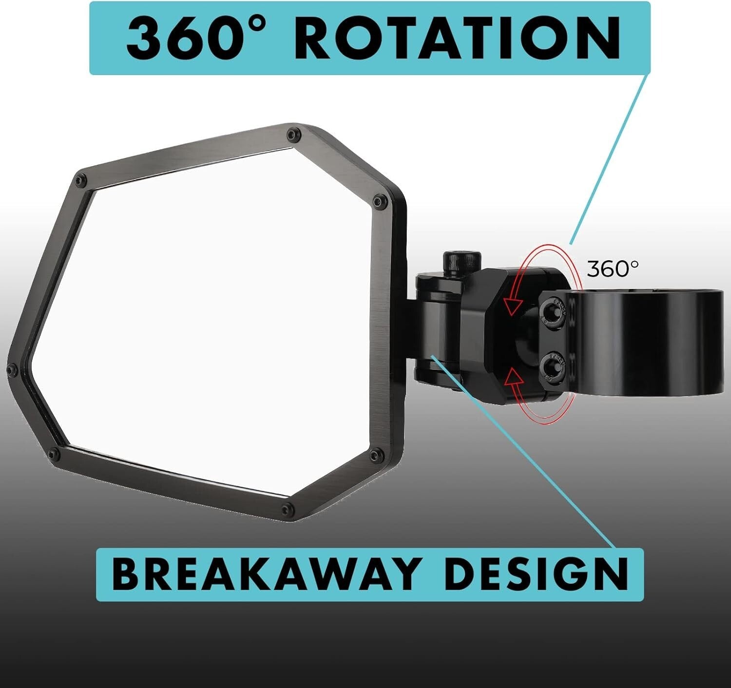 UTV Side Mirror Set with Large Convex Glass for Maximum Off-Road Visibility