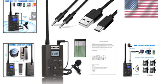 Stereo Wireless FM Transmitter - Supports AUX & TF Card, Ideal for Presentations