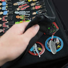 Load image into Gallery viewer, Large Black Trading Pin Bag with Removable Zip Pages - Perfect for Collectors