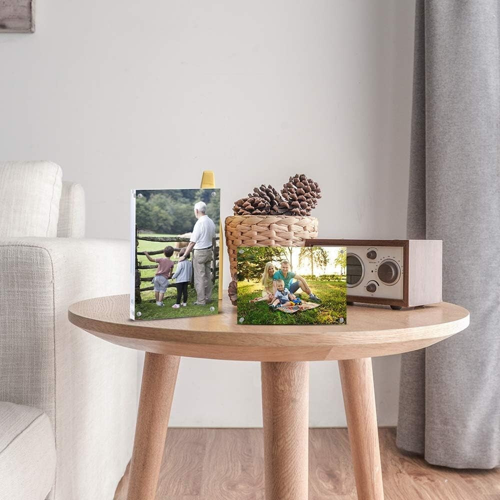5x7 Acrylic Photo Frame Set - Elegant Magnetic Double-Sided Display (5 Pack)