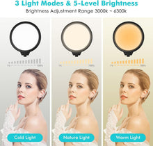Load image into Gallery viewer, 10" Adjustable LED Ring Light and Microphone Stand - Perfect for Online Teaching