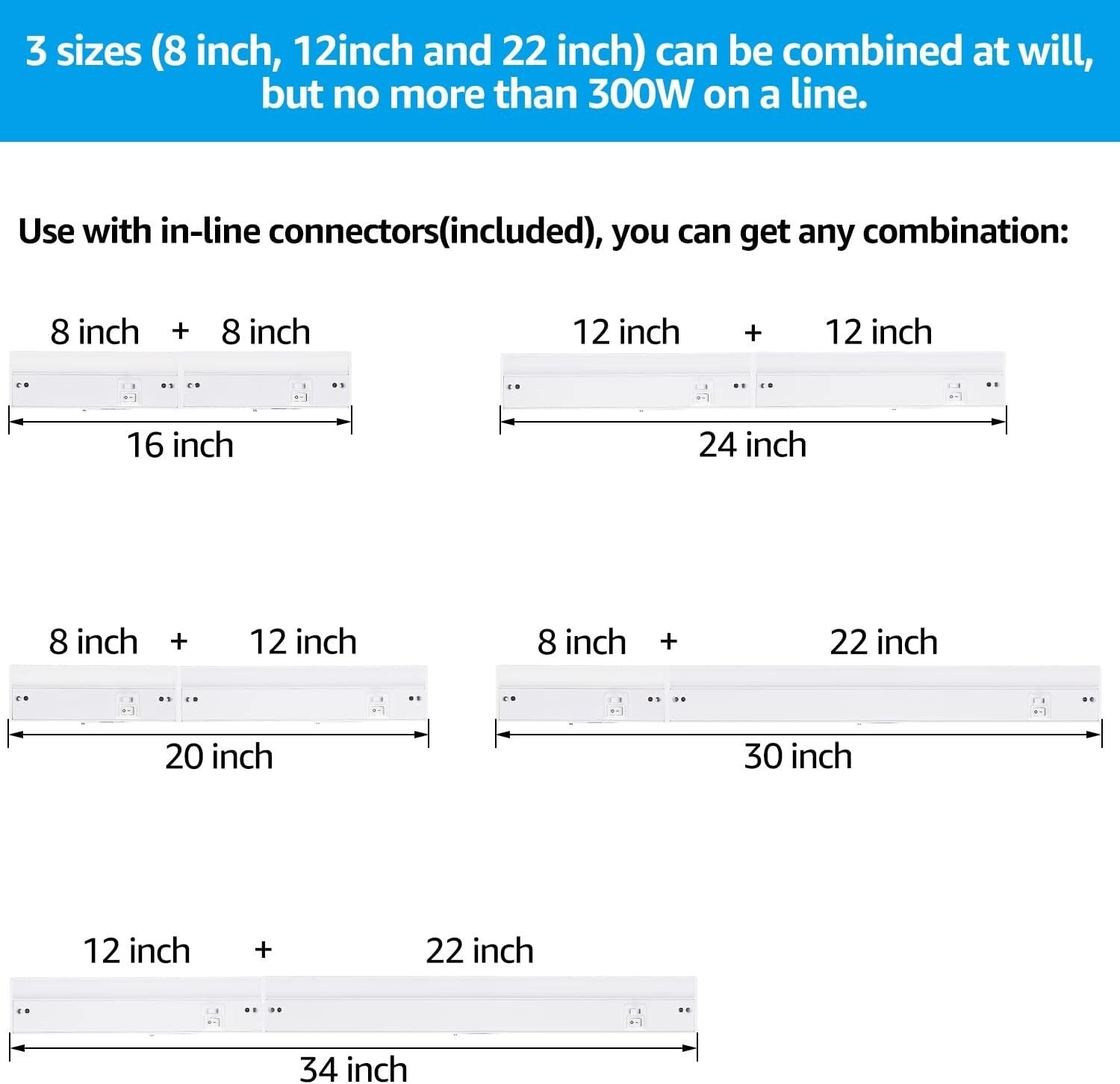 ETL Listed LED Under Cabinet Lighting - 22" 3CCT Dimmable Kitchen Lights, 4 Pack