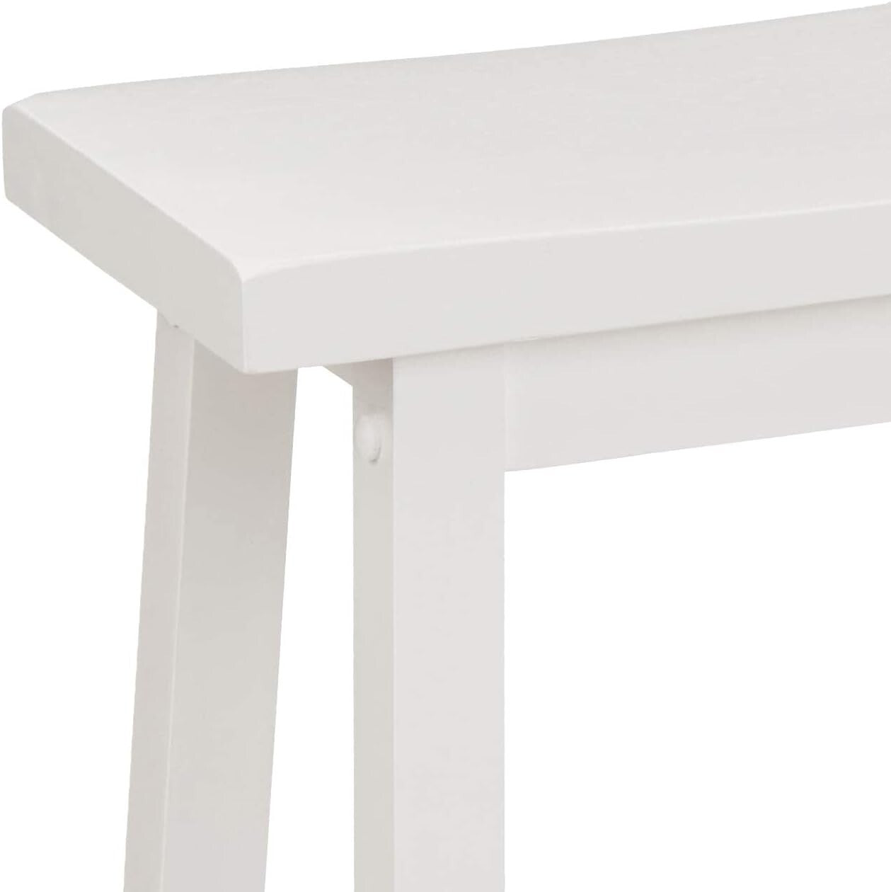 Set of 2 Solid Wood Saddle-Seat Kitchen Barstools - 24 inch White Counter Height
