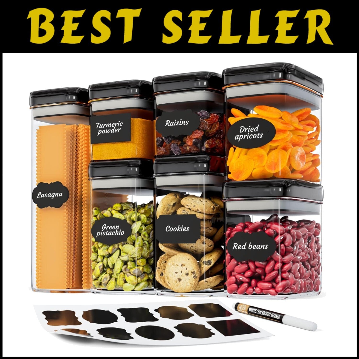 BPA-Free Kitchen Canisters - Extra Volume Airtight Containers with Flip Tops