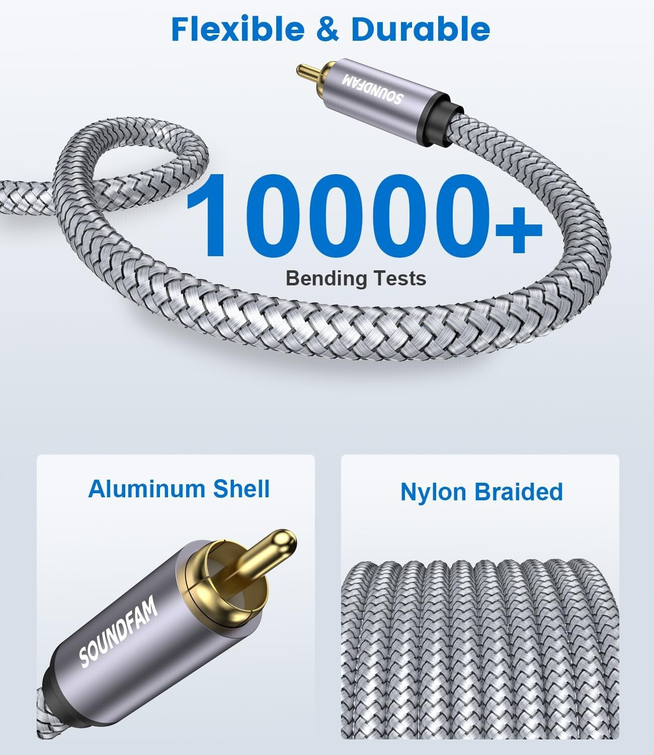 High Quality 20ft RCA to RCA Cable - Exceptional Durability with Loss-less Sound