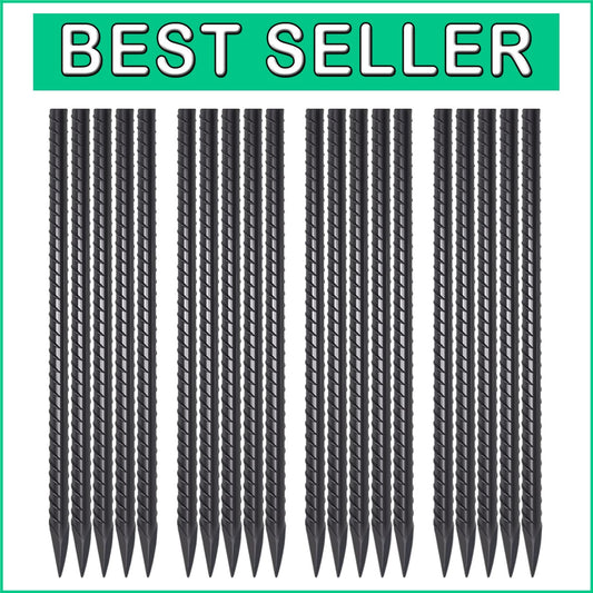 20-Piece 24 Inch Alloy Steel Rebar Stakes - Rust-Free Plant Anchors for Garden