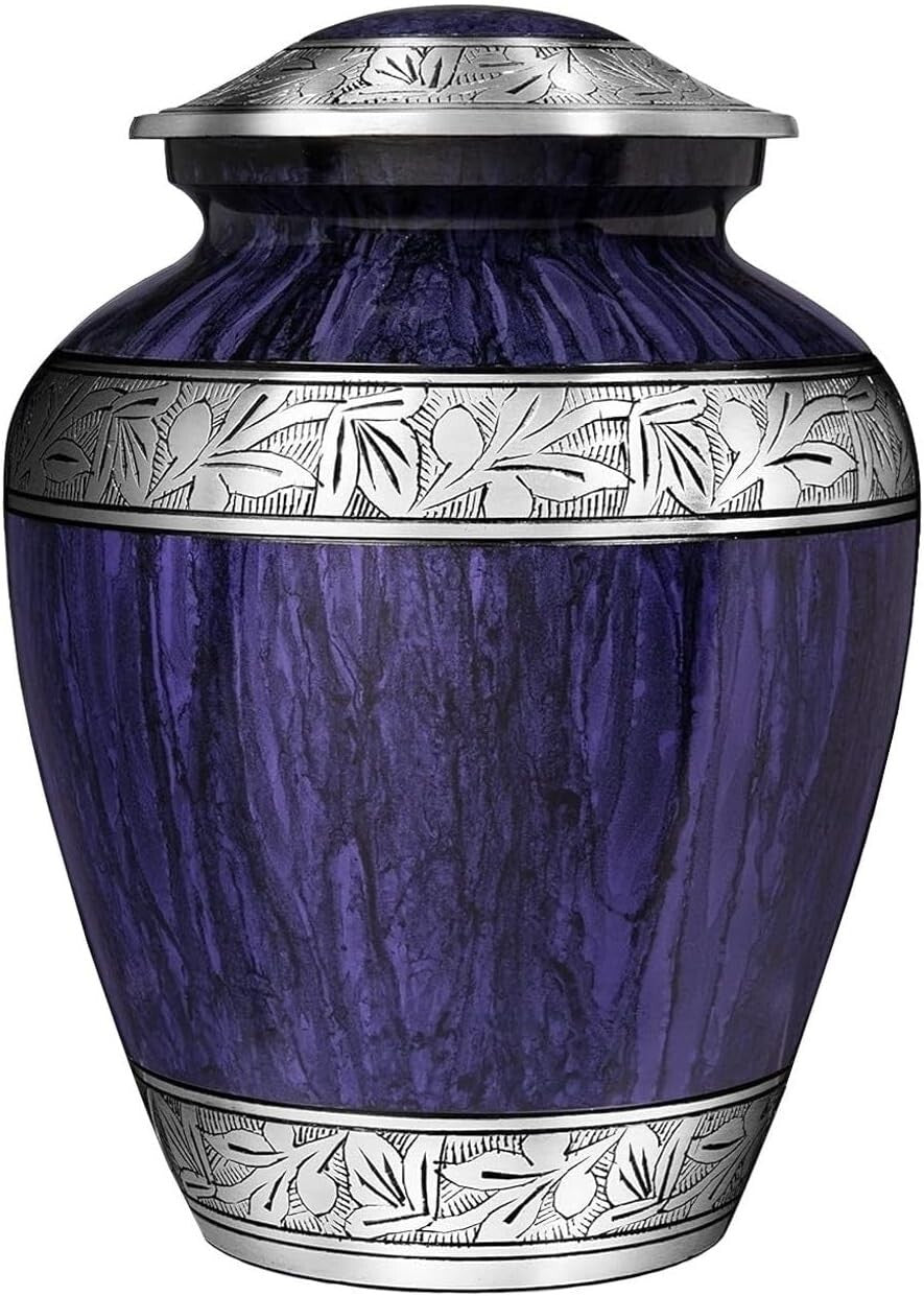 Durable 210 Cubic Inch Purple Urn for Human Ashes - Adult Memorial Container