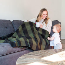 Load image into Gallery viewer, Large Green Buffalo Plaid Wool Blanket - Warm and Washable for All Seasons