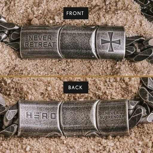 Fearless Men's Link Bracelet - Knights Templar 'Never Surrender' Stainless Steel