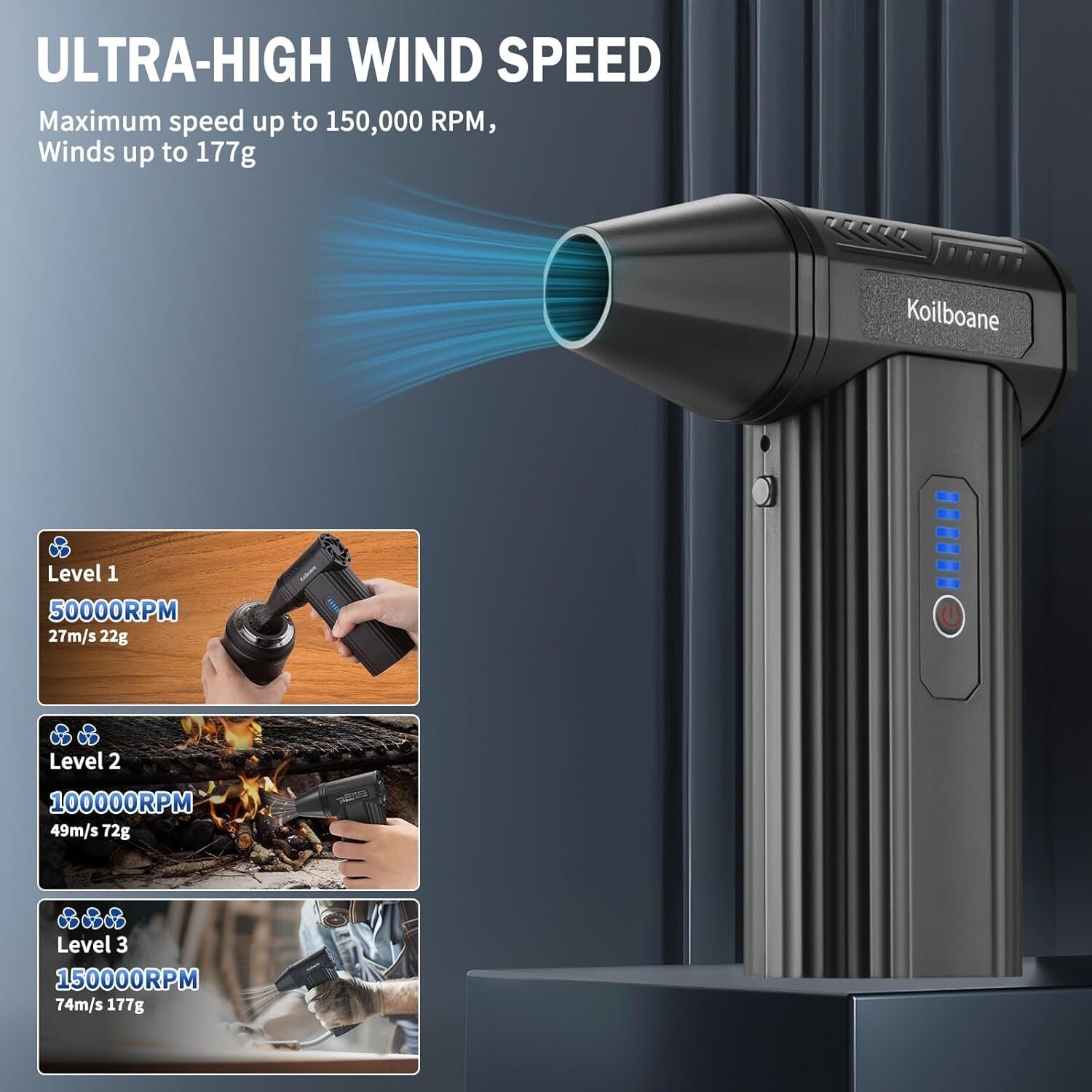 Portable Rechargeable Dust Blower with 8000mAh Battery - For Car and Home Use