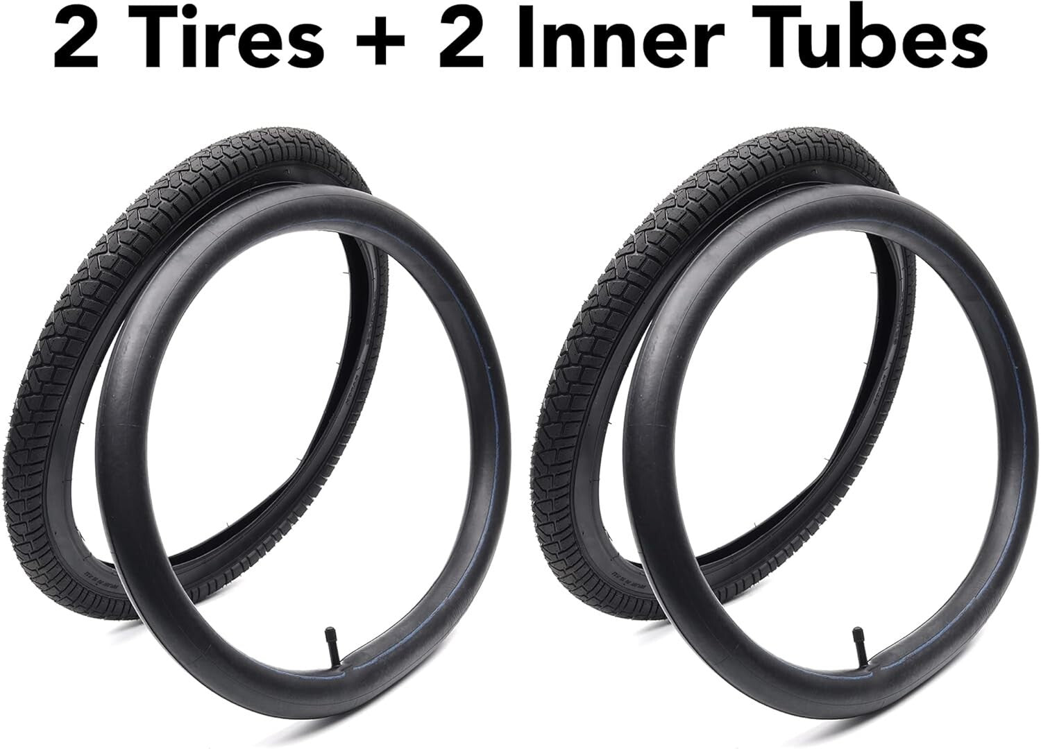 2 Sets of Extra-Thick 20 Inch Kids Bike Tires & Tubes - Safe & Impact Resistant