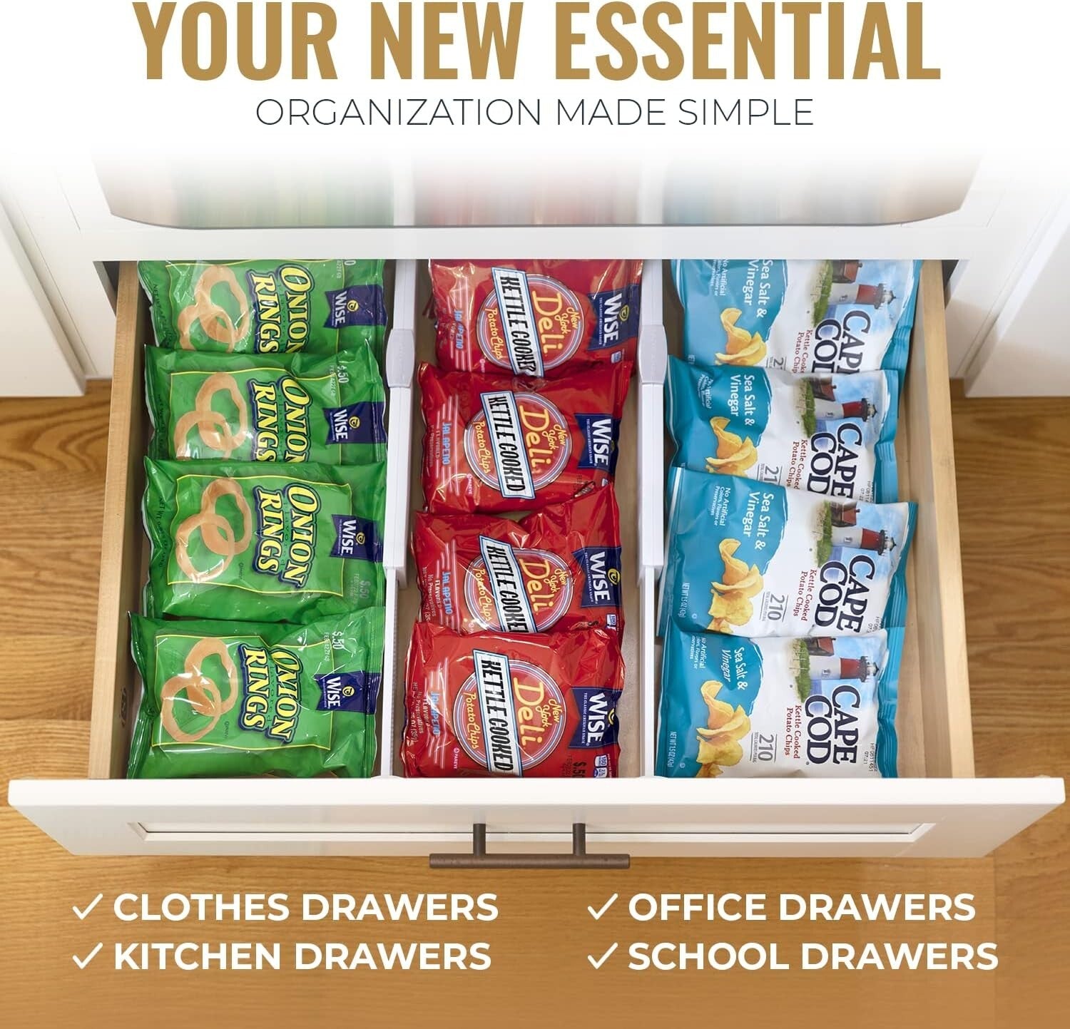 4-Pack Adjustable Deep Drawer Dividers - Expandable 13-22" for Home Organization