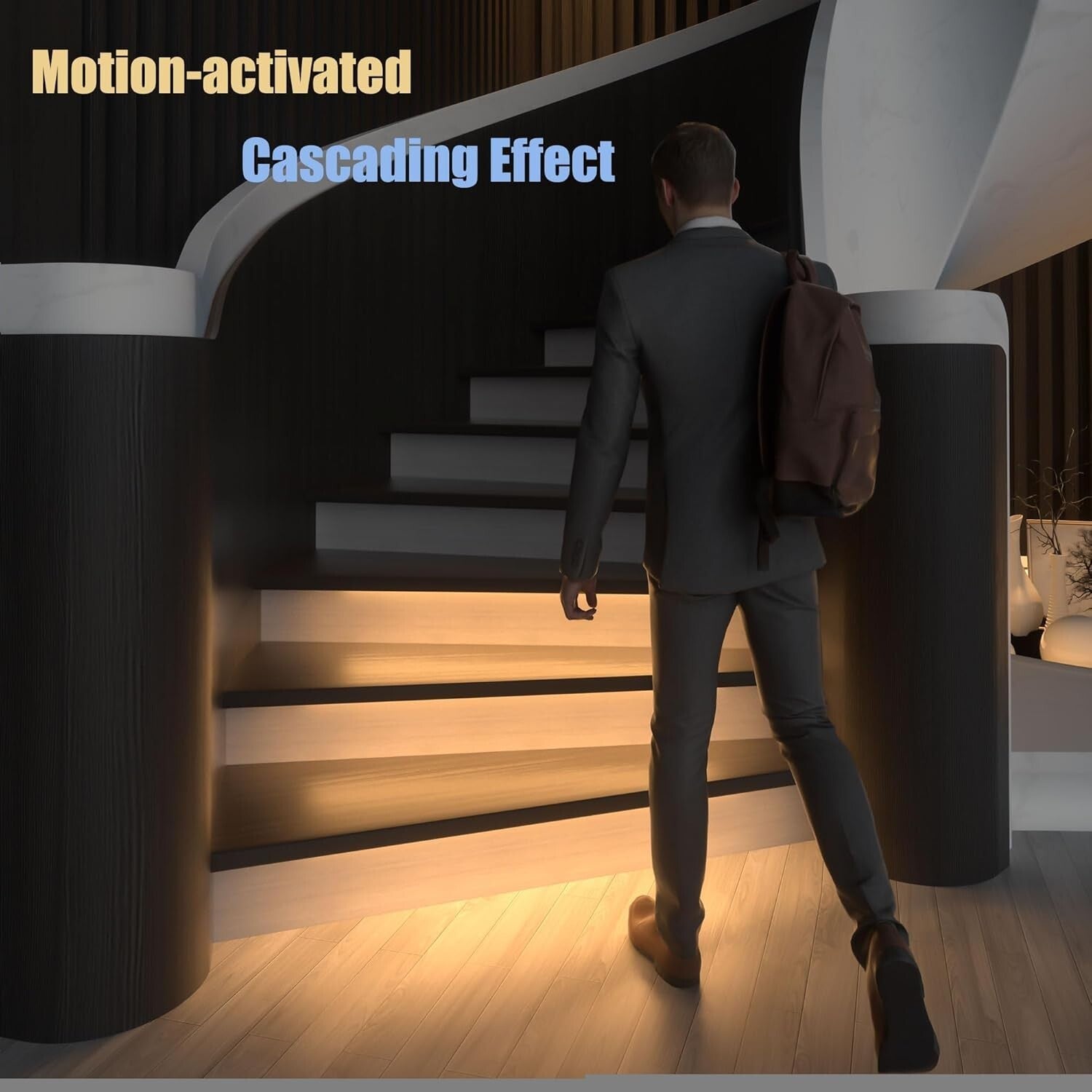 Modern 23.6" Cascading LED Stair Lighting Kit - Motion-Activated & User-Friendly