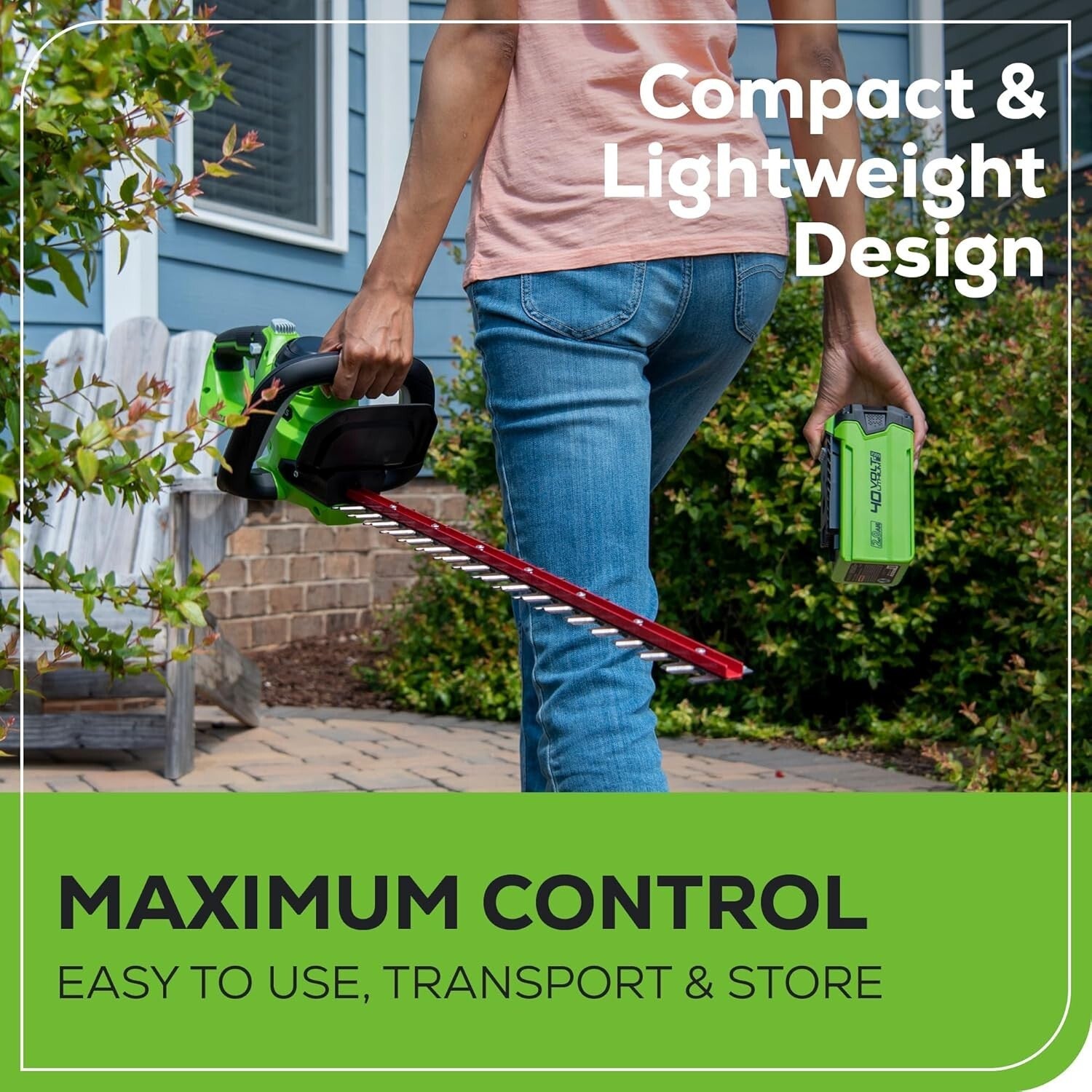 Environmentally Friendly 40V Cordless Hedge Trimmer - Ideal for Yard Maintenance