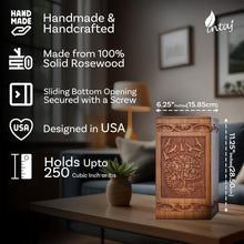 Load image into Gallery viewer, Artisan-Crafted Wooden Urn for Ashes - 250 lbs Capacity with Sliding Opening