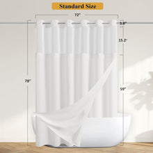 Load image into Gallery viewer, Water-Resistant Linen Shower Curtain with Removable Liner &amp; Top Window Design