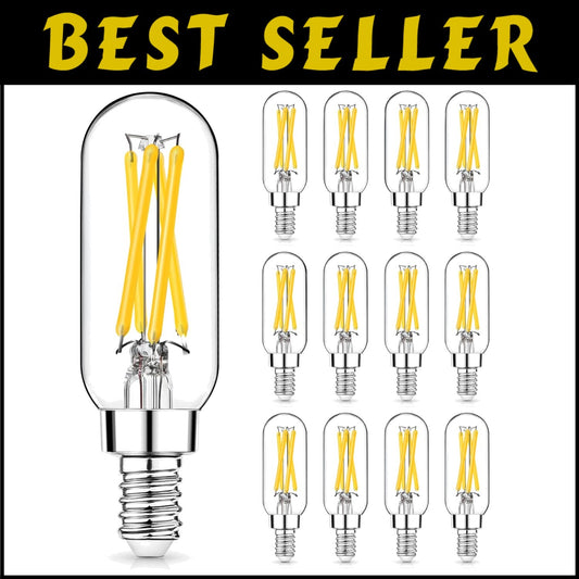 12 Pack Dimmable T6 LED E12 Bulbs - 4W (40W Equivalent) Clear 4000K Lighting