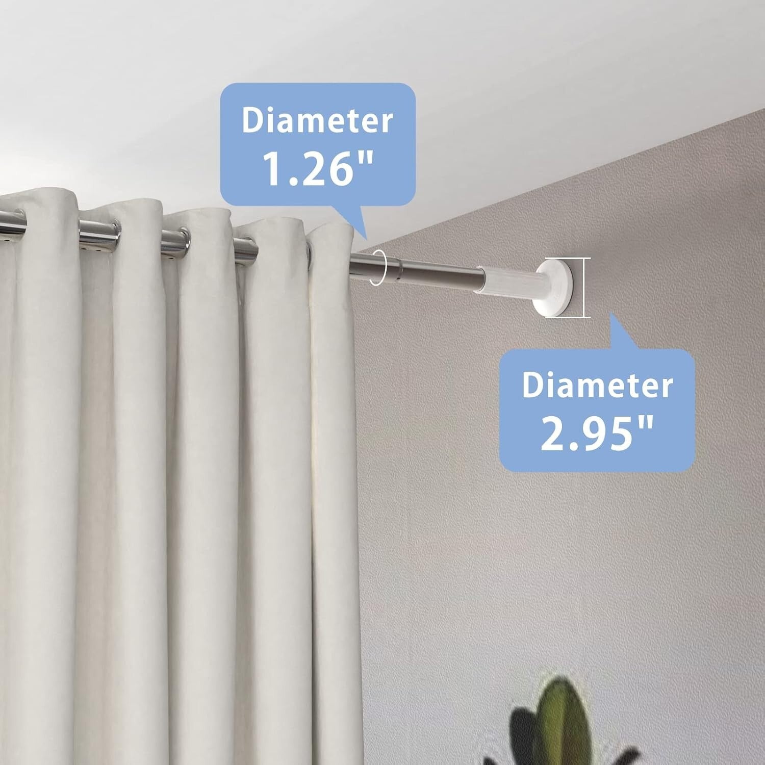 Durable Stainless Steel Tension Curtain Rod - 51-126 inch, No Drill Installation