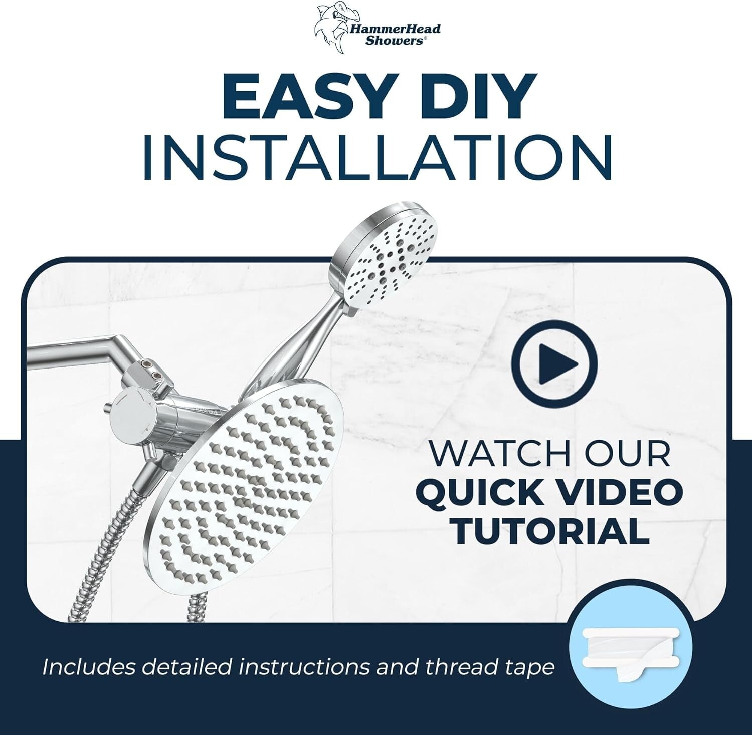 Elegant 8-Inch Rainfall Shower Head & Handheld Combo - Lifetime Warranty