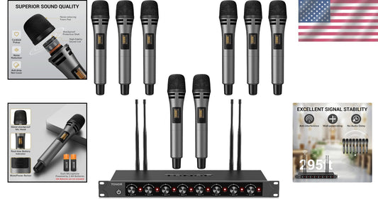 Professional Wireless Microphone System, 8x12 Channel UHF - Perfect for Events
