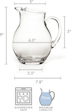 Load image into Gallery viewer, Napoli Clear Glass Beverage Pitcher – Perfect for Entertaining Up to 70 Ounces