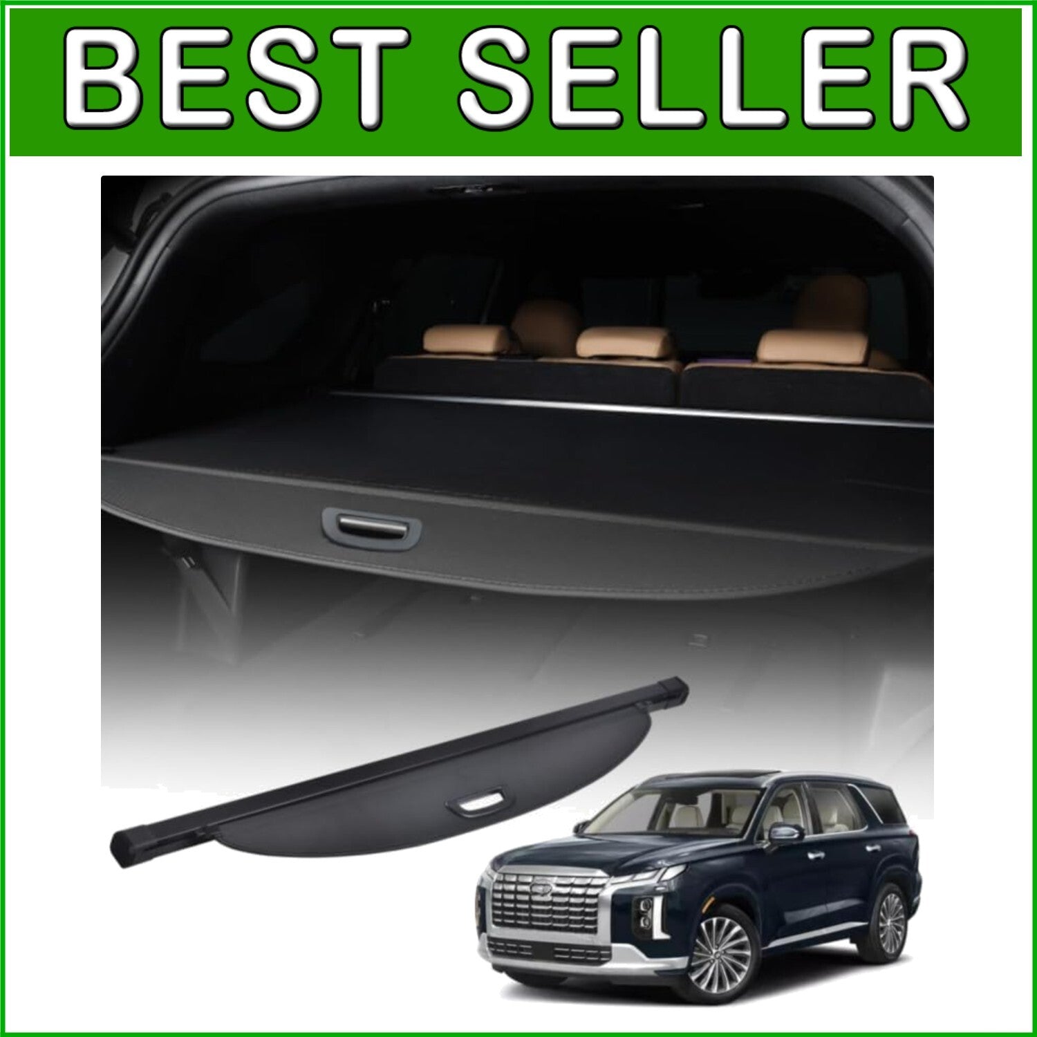 All-Weather Retractable Cargo Cover for Hyundai Palisade 2020-2025, Easy Install
