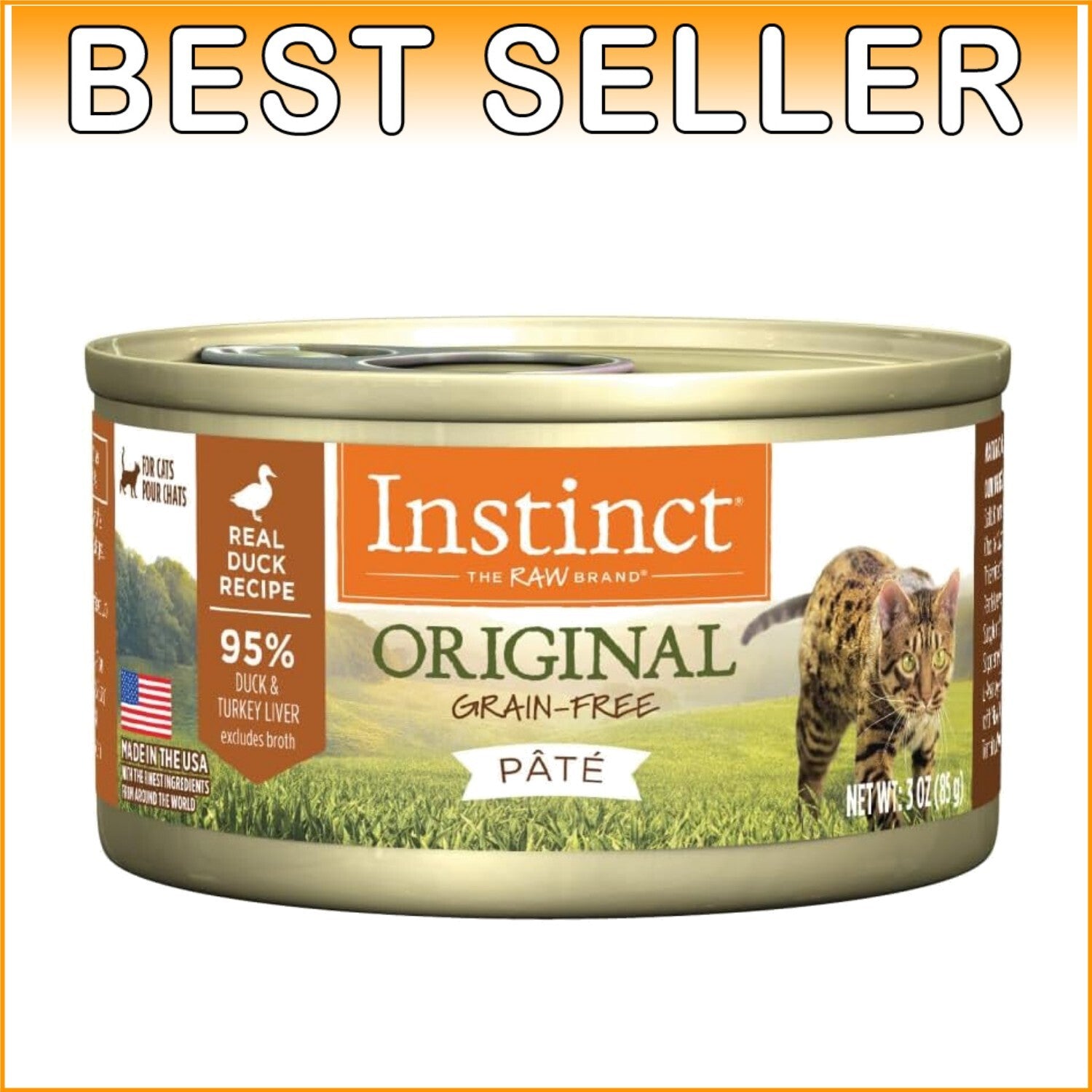 Natural Duck Pate Wet Cat Food - Grain-Free & High-Protein, 24 Pack of 3 oz