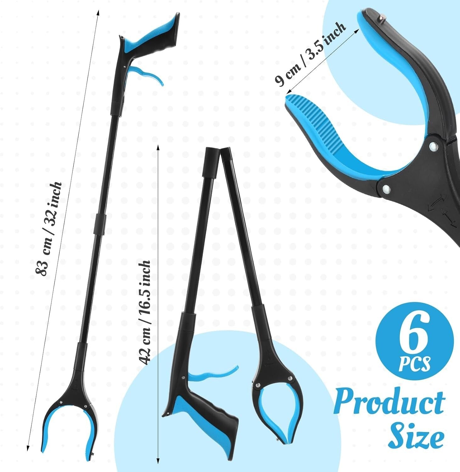 Lightweight 32-Inch Reacher Grabber Tool - Set of 6 for Easy Object Retrieval