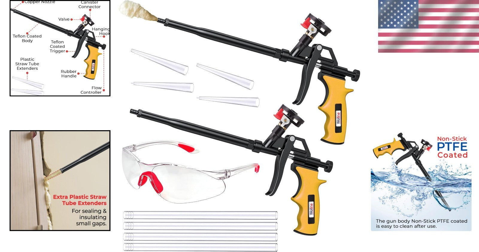 Durable Foam Spray Gun Insulation - 2 Pack with Ergonomic Grip & No Mess Closure